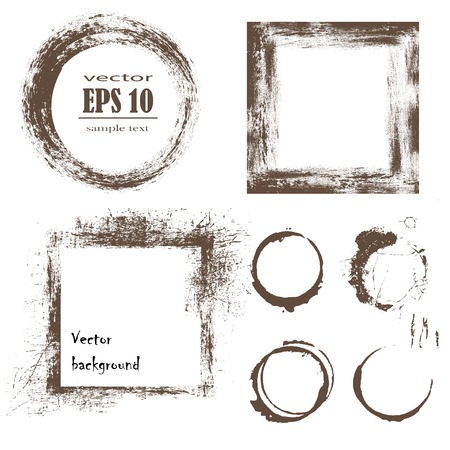 vector abstract grunge circles and squares setのイラスト素材