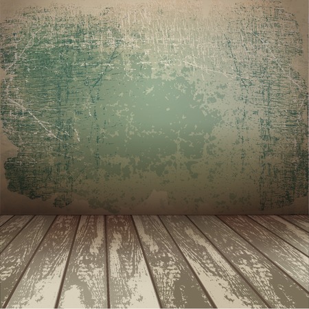 Empty interior with wooden floor and old wallのイラスト素材