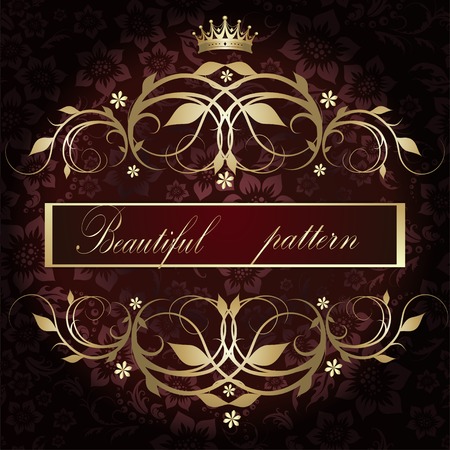 Elegant background with lace ornament and place for text. Floral elements, ornate background. Vector illustration. のイラスト素材