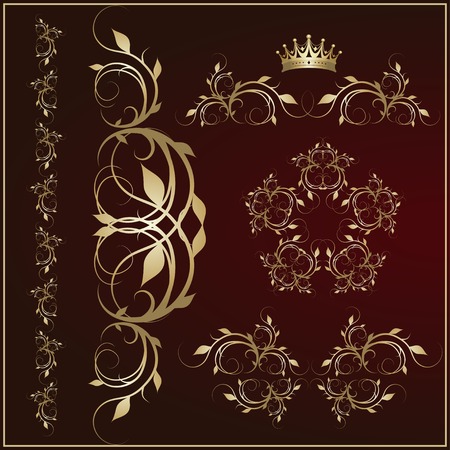 Vector set: calligraphic design elements and page decoration.のイラスト素材