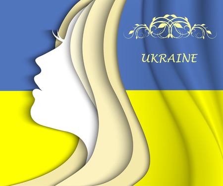 woman as a symbol of Ukraine on  the national flagのイラスト素材