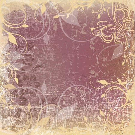 Ornamental floral pattern with place for your text, in grunge backgroundのイラスト素材