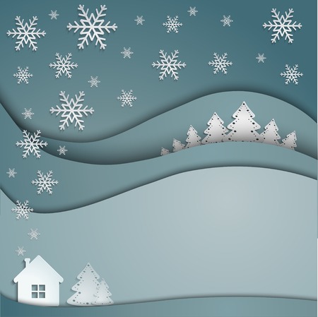 Christmas greeting card on winter landscape.のイラスト素材