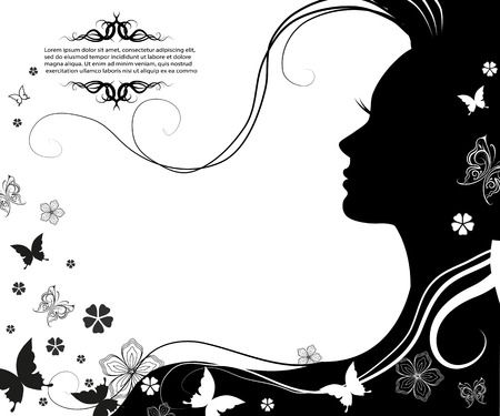Vector illustration of Woman's silhouette with beautiful hairのイラスト素材