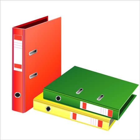 Archive. Many folders on white isolated backgroundのイラスト素材