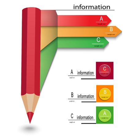 Modern minimal colorful infographics elements form the shape of pencil. のイラスト素材