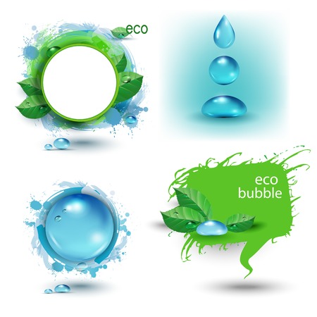 Set of water emblems and labels in vectorのイラスト素材