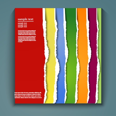 Set of lacerated bright papers in cmyk colors, vector illustrationのイラスト素材