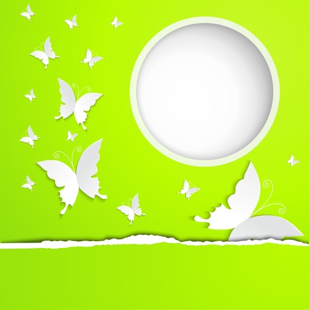 Greeting card with paper butterflies - vector EPS10のイラスト素材