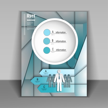 Vector blue business brochure cover design with three arrows.のイラスト素材