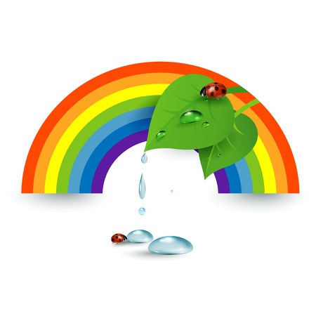 Rainbow element, rainbow with drops of waterのイラスト素材