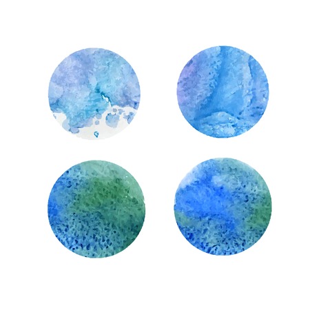 Bright blue watercolor painted vector stains setのイラスト素材