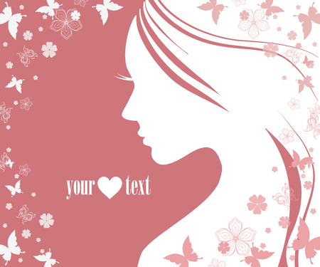 Beautiful female face silhouette in profile.のイラスト素材