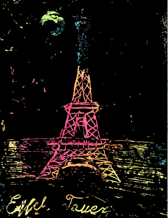Hand drawn Eiffel Tower. Paris, vector illustrationのイラスト素材