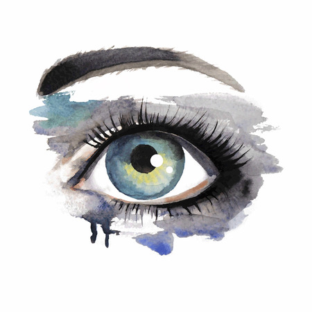 Vector illustration grunge beautiful female eyeのイラスト素材