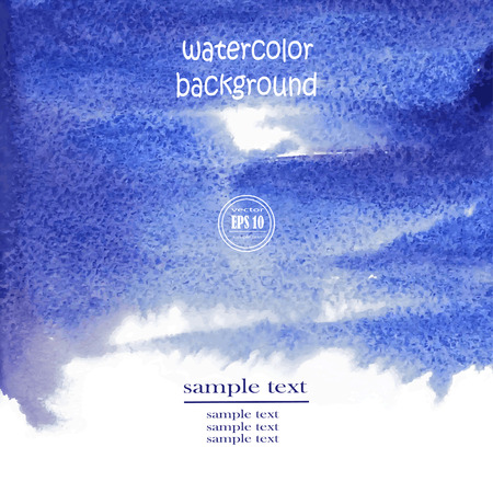 Vector abstract hand drawn watercolor background. Blue watercolor banner template. Painting. Watercolor splash. Vector illustration with empty space for your text.のイラスト素材