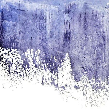 Vector watercolor ink spot. Blue wet brushstroke on canvas texture.  Dry brush strokes.  Original watercolor pained on canvas, scanned and traced.のイラスト素材