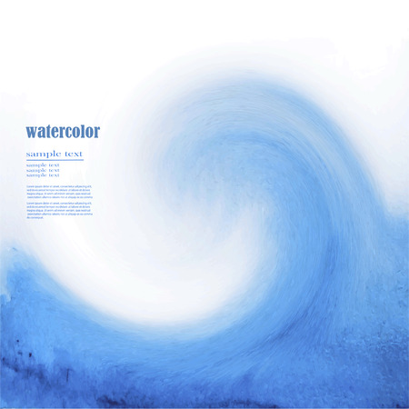 Watercolor ocean tsunami waves. Big blue water.のイラスト素材