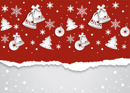 Christmas background with Christmas decorations made of paperのイラスト素材