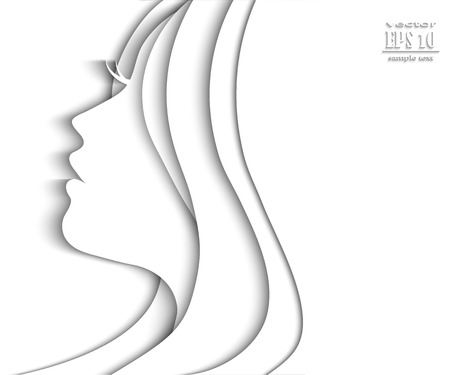 Beautiful female face silhouette in profile.のイラスト素材