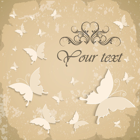 Vintage background with butterfly. Vector illustration. Use for invitations, greeting cards.のイラスト素材