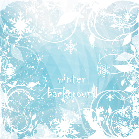 winter background with beautiful various snowflakesのイラスト素材