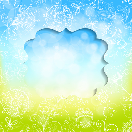 Green, sunny natural  background, vector illustration.のイラスト素材