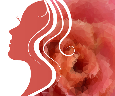 silhouette of a women on pink background for Happy Womens Day.のイラスト素材