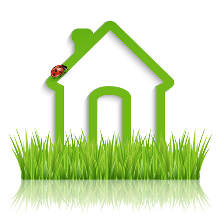 Green home icon on white backgroundのイラスト素材
