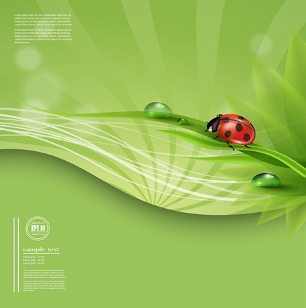 Natural green background with metallic wave, vector.のイラスト素材