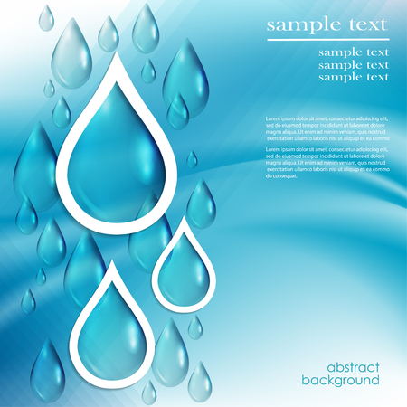 abstract background with water drops on blue, vector.のイラスト素材