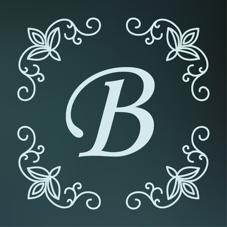 symmetric monogram. Contains elements sheets, lines, spirals, intersection circle point.のイラスト素材