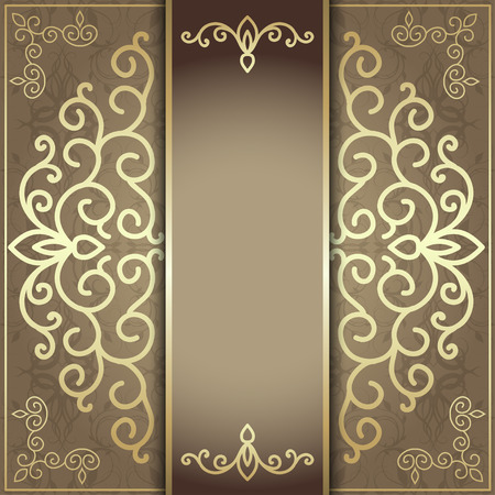 Stylish invitation card, elegant golden design, Vintageのイラスト素材
