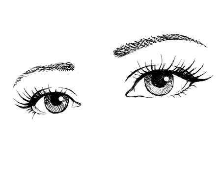 Illustration of woman eyes with long eyelashes.のイラスト素材
