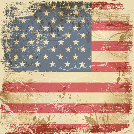 Flag day badge background, Vintage card with American flagのイラスト素材