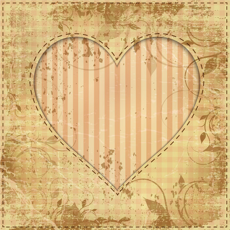 vintage wedding invitation with paper heart and cardboard textureのイラスト素材