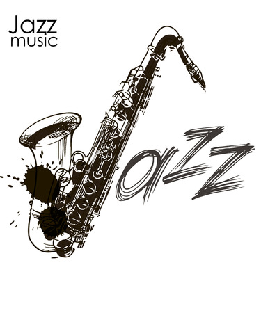 Jazz lettering. Jazz festival. Music poster. Calligraphy. Lettering. Isolated vector illustration on a white background.のイラスト素材