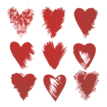 Vector hearts set. Hand drawn.のイラスト素材