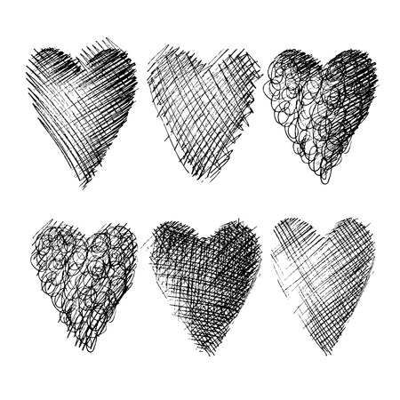 Heart Icons Set, hand drawn icons and illustrations for valentines and weddingのイラスト素材