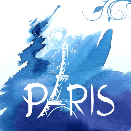vector hand drawn set of france on paint backgroundのイラスト素材