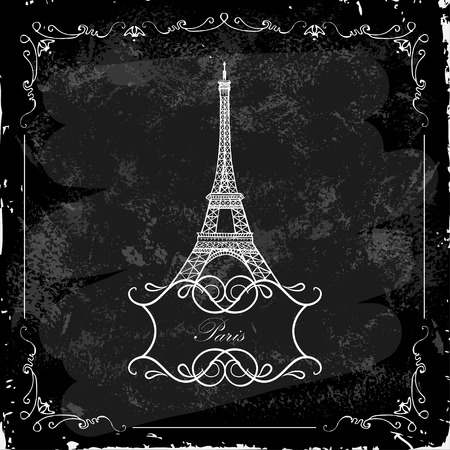 Eiffel Tower night Paris Vector illustrationのイラスト素材