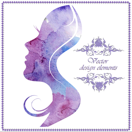 Vector illustration of Woman's silhouette with beautiful hairのイラスト素材