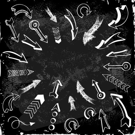 Hand Drawn Vector Arrows, Ribbons, Design Elements, Stripes Setのイラスト素材