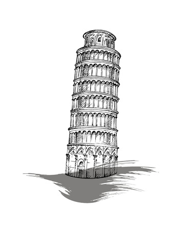 Sketch of Italy Landmark - Leaning Tower of Pisaのイラスト素材