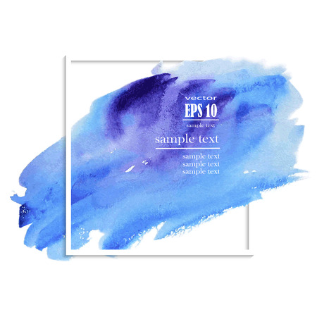 Vector watercolor splash texture background isolated. Hand-drawn blob, spot. Watercolor effects. Blue winter seasonal colors abstract background.のイラスト素材