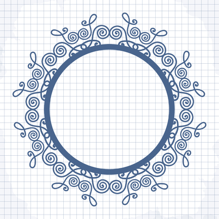 Decorative round frame. Abstract vector floral ornament. Lace pattern design.のイラスト素材