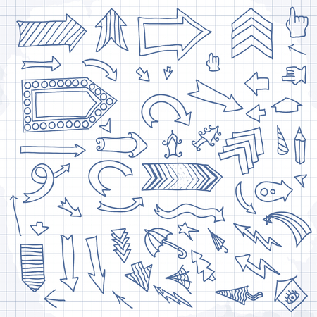 vector hand drawn arrows icons setのイラスト素材