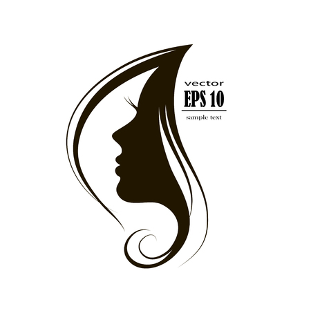 Beauty woman face silhouette in profile, hair fashion icon.のイラスト素材