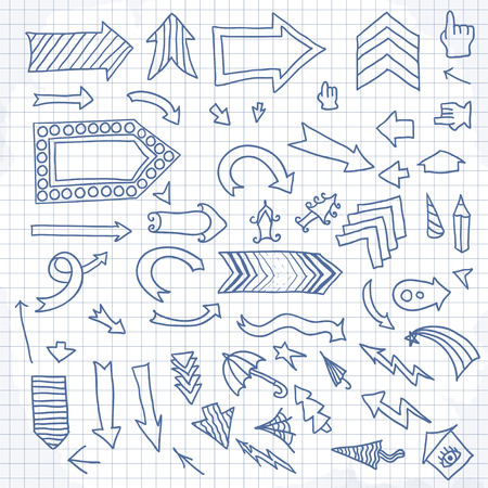 Vector hand drawn arrows icons setのイラスト素材