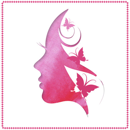 Woman's silhouette with beautiful hair vector illustration.のイラスト素材